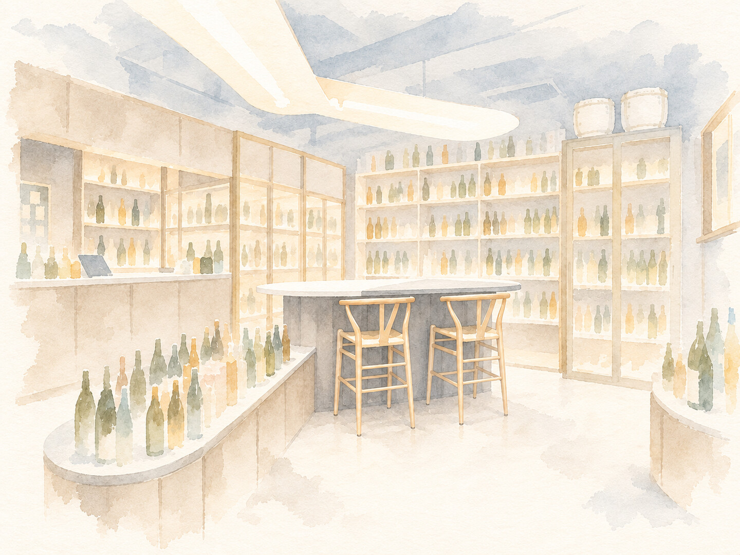 Watercolour of the Nadaya store interior
