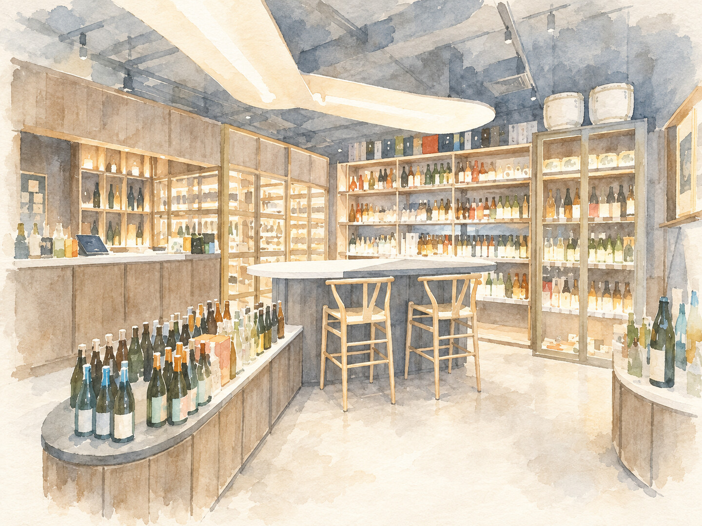 Watercolour of the Nadaya store interior